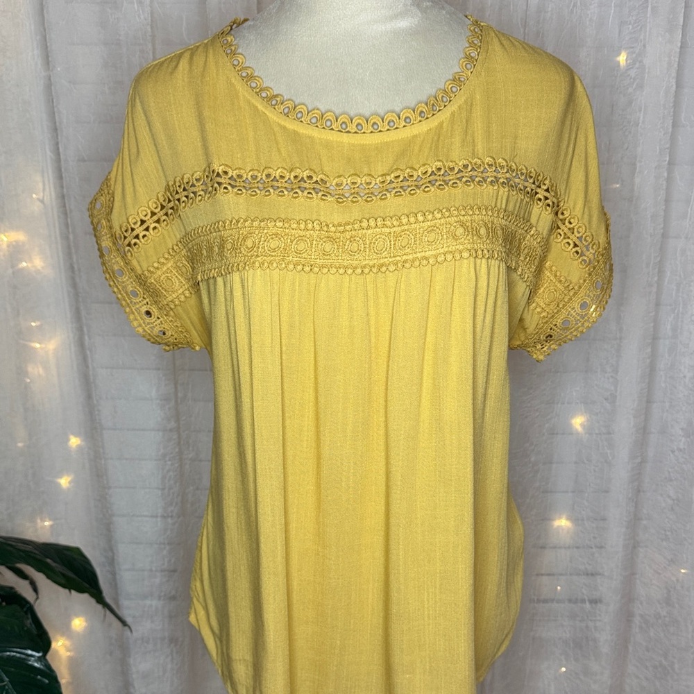 Yellow Eyelet Women's Blouse